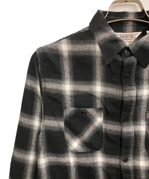 FIVE BROTHER（ファイブブラザー）FIVE BROTHER (ファイブブラザー) 70s復刻 オンブレチェックシャツ ブラック サイズ:Mの古着・服飾アイテム