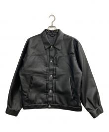 JOURNAL STANDARD relume（ジャーナルスタンダード レリューム）の古着「シンセティック レザー トラッカージャケット」｜ブラック