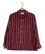 WACKO MARIAワコマリア）の古着「STRIPED OPEN COLLER SHIRT」｜ワインレッド