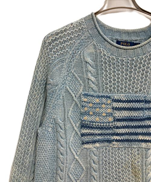 POLO RALPH LAUREN（ポロ・ラルフローレン）POLO RALPH LAUREN (ポロ・ラルフローレン) インディゴ染星条旗コットンニット インディゴ サイズ:Mの古着・服飾アイテム