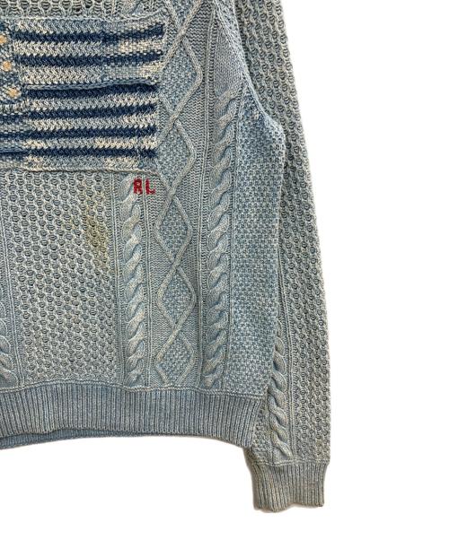 POLO RALPH LAUREN（ポロ・ラルフローレン）POLO RALPH LAUREN (ポロ・ラルフローレン) インディゴ染星条旗コットンニット インディゴ サイズ:Mの古着・服飾アイテム