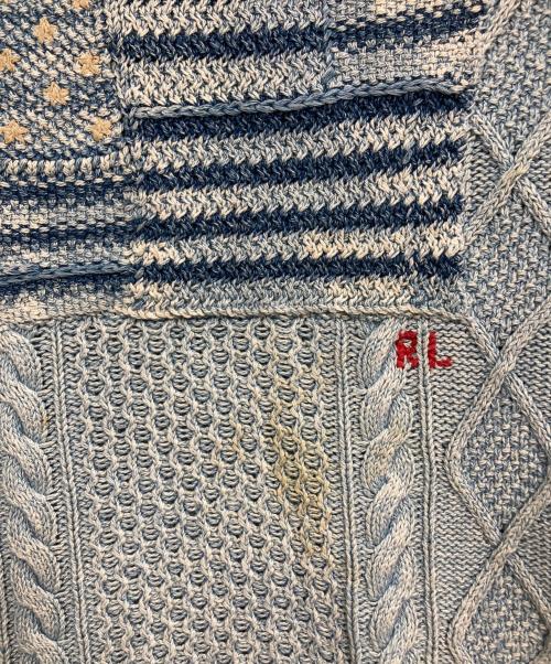 POLO RALPH LAUREN（ポロ・ラルフローレン）POLO RALPH LAUREN (ポロ・ラルフローレン) インディゴ染星条旗コットンニット インディゴ サイズ:Mの古着・服飾アイテム