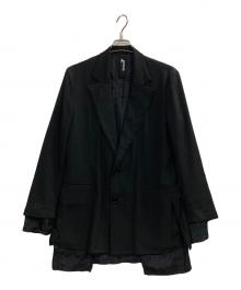 GROUND Y（グラウンドワイ）の古着「TRIACETATE/POLYESTER CREPE de CHINE DOUBLE JACKET」｜ブラック