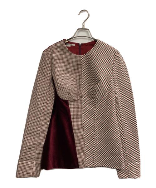 STELLA McCARTNEY（ステラマッカートニー）STELLA McCARTNEY (ステラマッカートニー) ハウンドトゥースタイトブラウス レッド サイズ:38の古着・服飾アイテム