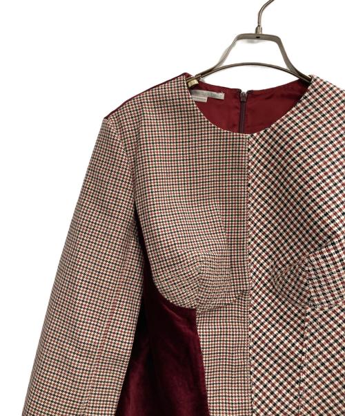 STELLA McCARTNEY（ステラマッカートニー）STELLA McCARTNEY (ステラマッカートニー) ハウンドトゥースタイトブラウス レッド サイズ:38の古着・服飾アイテム