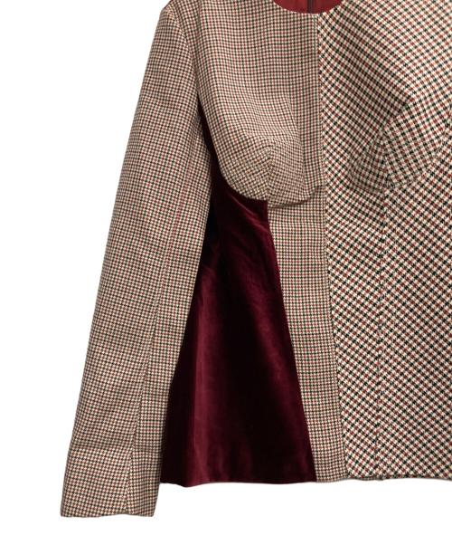 STELLA McCARTNEY（ステラマッカートニー）STELLA McCARTNEY (ステラマッカートニー) ハウンドトゥースタイトブラウス レッド サイズ:38の古着・服飾アイテム