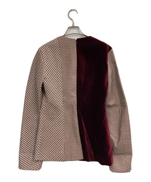 STELLA McCARTNEY（ステラマッカートニー）STELLA McCARTNEY (ステラマッカートニー) ハウンドトゥースタイトブラウス レッド サイズ:38の古着・服飾アイテム