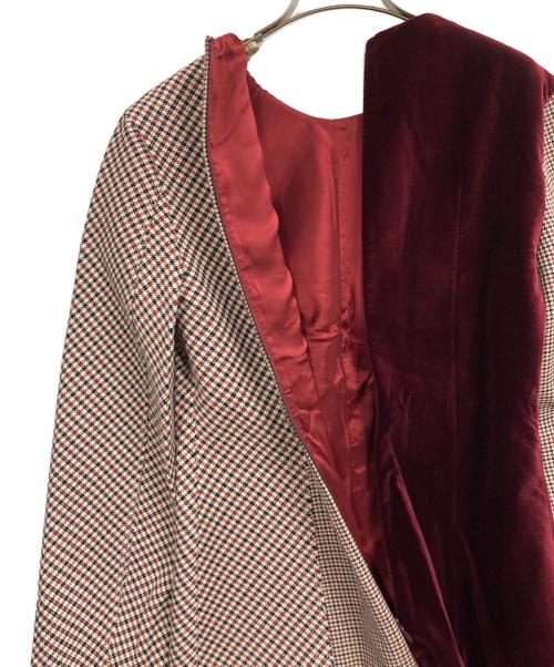 STELLA McCARTNEY（ステラマッカートニー）STELLA McCARTNEY (ステラマッカートニー) ハウンドトゥースタイトブラウス レッド サイズ:38の古着・服飾アイテム