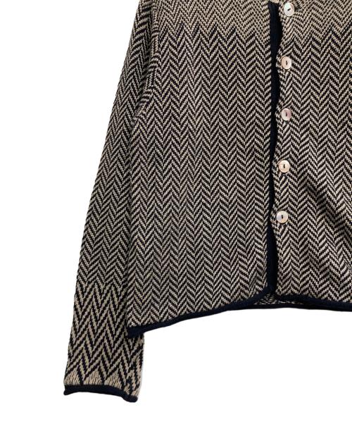 Pal'las Palace（パラスパレス）PAL'LAS PALACE (パラスパレス) リネンコットンカーディガン ブラック×ベージュの古着・服飾アイテム