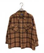 PENDLETONペンドルトン）の古着「70-80s オープンカラーチェックシャツ」｜ブラウン