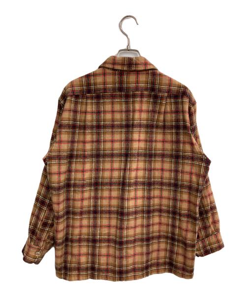 PENDLETON（ペンドルトン）PENDLETON (ペンドルトン) 70-80s オープンカラーチェックシャツ ブラウン サイズ:Lの古着・服飾アイテム