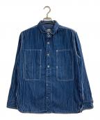 MOMOTARO JEANS桃太郎ジーンズ）の古着「丸襟チンスト付ウォバッシュシャツ」｜ブルー