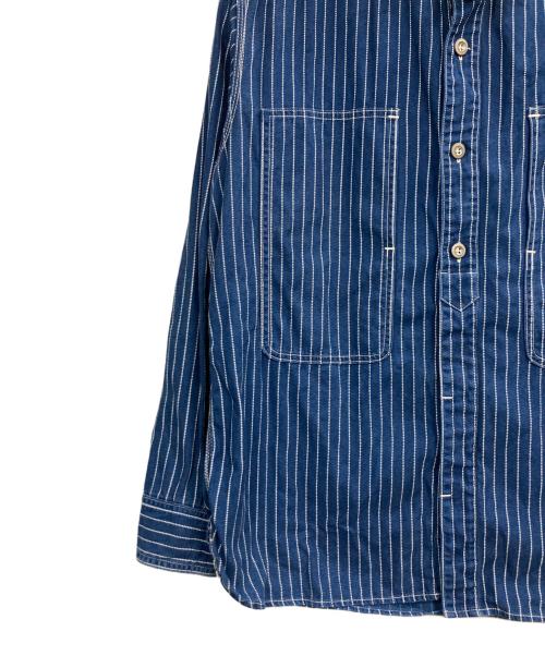 MOMOTARO JEANS（桃太郎ジーンズ）MOMOTARO JEANS (桃太郎ジーンズ) 丸襟チンスト付ウォバッシュシャツ ブルー サイズ:42の古着・服飾アイテム