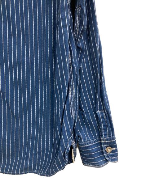 MOMOTARO JEANS（桃太郎ジーンズ）MOMOTARO JEANS (桃太郎ジーンズ) 丸襟チンスト付ウォバッシュシャツ ブルー サイズ:42の古着・服飾アイテム