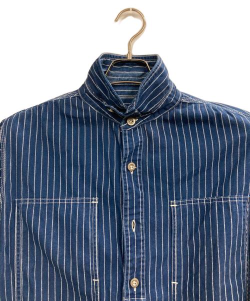 MOMOTARO JEANS（桃太郎ジーンズ）MOMOTARO JEANS (桃太郎ジーンズ) 丸襟チンスト付ウォバッシュシャツ ブルー サイズ:42の古着・服飾アイテム