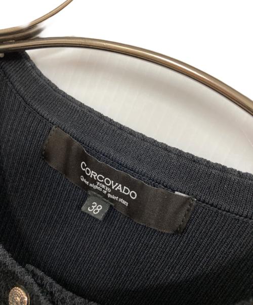CORCOVADO（コルコバード）CORCOVADO (コルコバード) フラワーカッティングパフスリーブカーディガン ブラック サイズ:38の古着・服飾アイテム