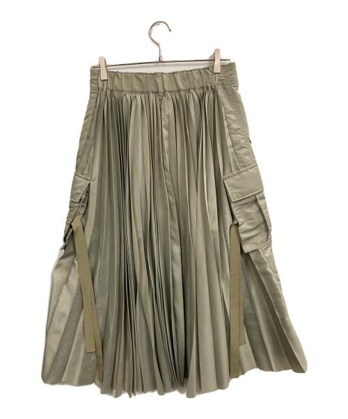 sacai（サカイ）sacai (サカイ) Nylon Twill docking Skirt グリーン サイズ:2の古着・服飾アイテム