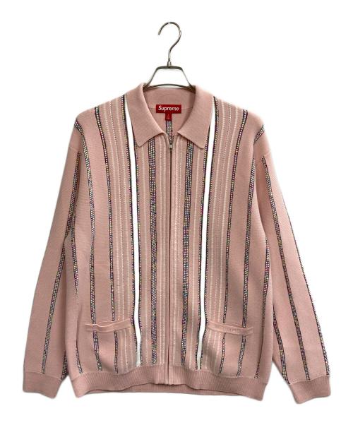 SUPREME（シュプリーム）Supreme (シュプリーム) 24AW Speckle Stripe Zip Up Cardigan ピンク サイズ:Ｌの古着・服飾アイテム