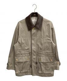 cornier（コルニエ）の古着「LEATHER COLLAR FINX/ZIMBABWE COTTON TWILL BLOUSON」｜ベージュ