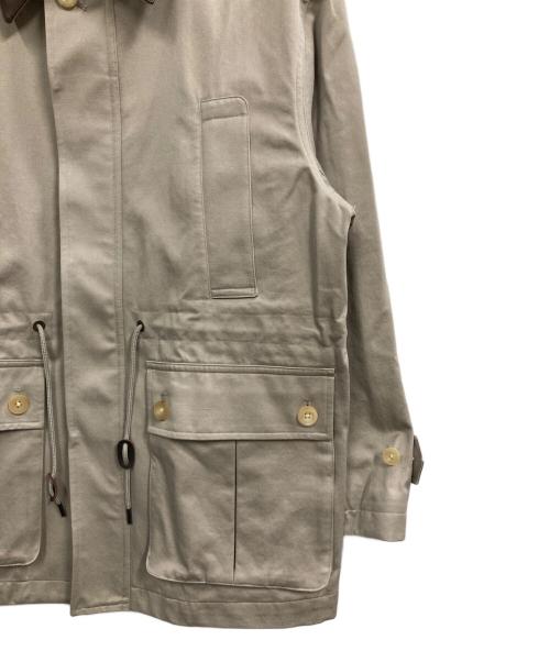cornier（コルニエ）cornier (コルニエ) LEATHER COLLAR FINX/ZIMBABWE COTTON TWILL BLOUSON ベージュ サイズ:Mの古着・服飾アイテム