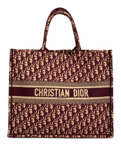 Christian Dior（クリスチャン ディオール）Christian Dior (クリスチャン ディオール) ブックトートバッグ ボルドー・ベージュの古着・服飾アイテム