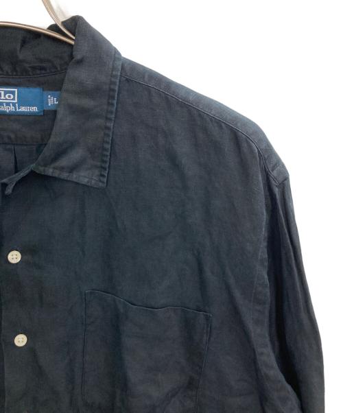 POLO RALPH LAUREN（ポロ・ラルフローレン）POLO RALPH LAUREN (ポロ・ラルフローレン) 裾ポニーリネンシルクオープンカラーシャツ ブラック サイズ:Lの古着・服飾アイテム