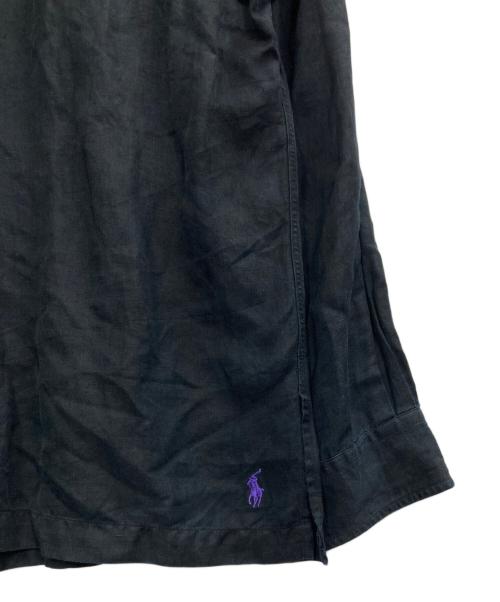 POLO RALPH LAUREN（ポロ・ラルフローレン）POLO RALPH LAUREN (ポロ・ラルフローレン) 裾ポニーリネンシルクオープンカラーシャツ ブラック サイズ:Lの古着・服飾アイテム