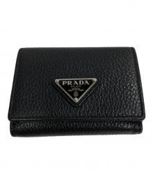 PRADA（プラダ）の古着「ヴィッテロダイノレザー ミニ財布」｜ブラック