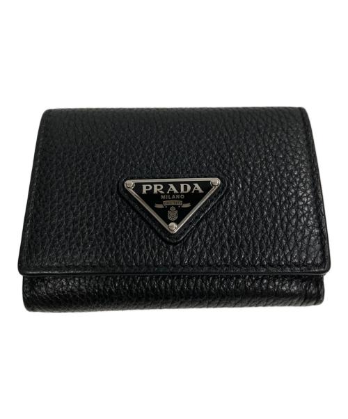 PRADA（プラダ）PRADA (プラダ) ヴィッテロダイノレザー ミニ財布 ブラックの古着・服飾アイテム