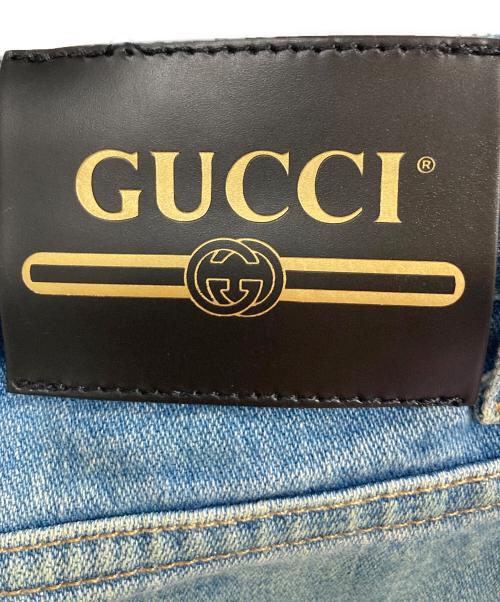 GUCCI（グッチ）GUCCI (グッチ) バック刺繍デザインデニムパンツ ブルー サイズ:32の古着・服飾アイテム