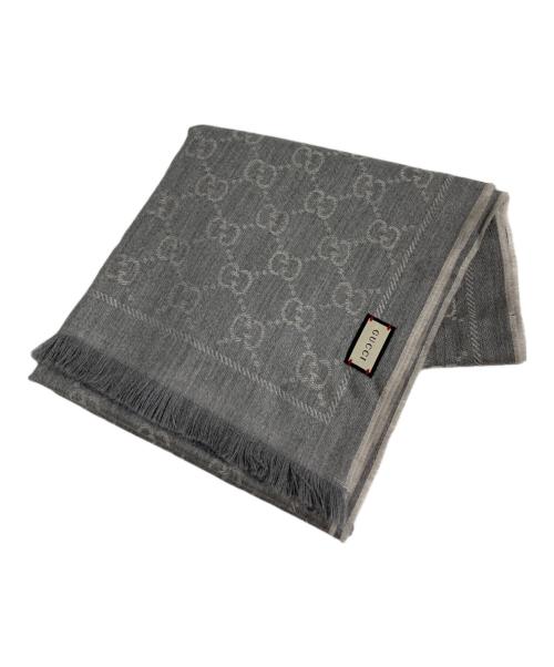 GUCCI（グッチ）GUCCI (グッチ) GGパターン ウール ストール グレー サイズ:48×180の古着・服飾アイテム