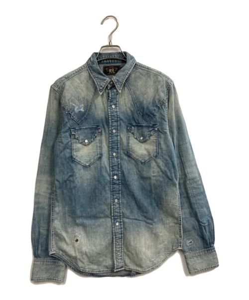 RRL（ダブルアールエル）RRL (ダブルアールエル) REPAIRED DENIM WESTERN SHIRT インディゴ サイズ:S 未使用品の古着・服飾アイテム