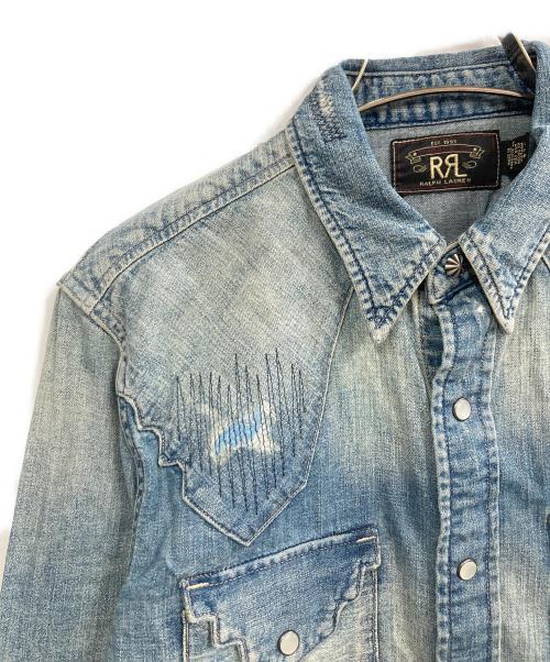 RRL（ダブルアールエル）RRL (ダブルアールエル) REPAIRED DENIM WESTERN SHIRT インディゴ サイズ:S 未使用品の古着・服飾アイテム