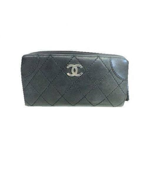 CHANEL（シャネル）CHANEL (シャネル) キャビアスキンラウンドファスナー長財布 ブラック サイズ:下記参照 10821113の古着・服飾アイテム
