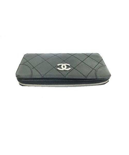 CHANEL（シャネル）CHANEL (シャネル) キャビアスキンラウンドファスナー長財布 ブラック サイズ:下記参照 10821113の古着・服飾アイテム