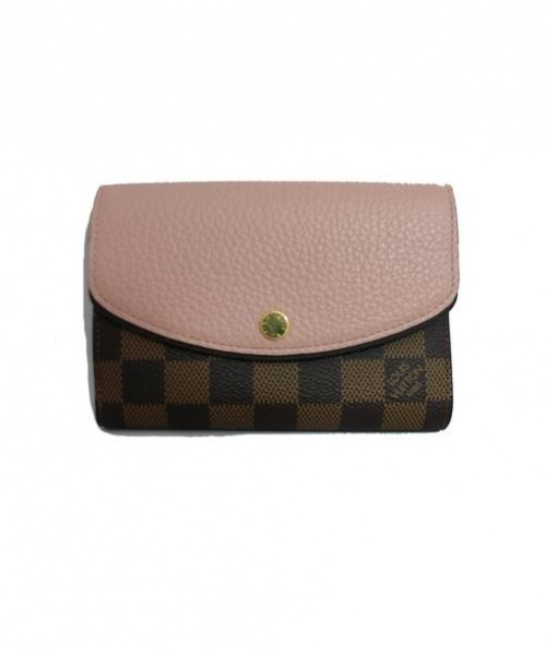 LOUIS VUITTON（ルイ ヴィトン）LOUIS VUITTON (ルイヴィトン) ポルトフォイユノルマンディー/Wホック財布 ピンク×ブラウン サイズ:- ダミエの古着・服飾アイテム