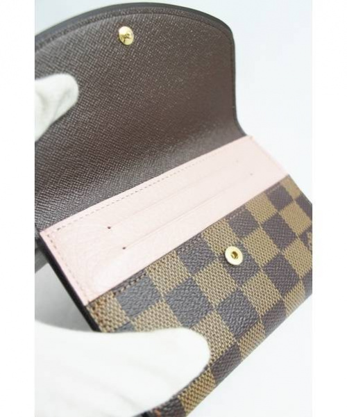LOUIS VUITTON（ルイ ヴィトン）LOUIS VUITTON (ルイヴィトン) ポルトフォイユノルマンディー/Wホック財布 ピンク×ブラウン サイズ:- ダミエの古着・服飾アイテム