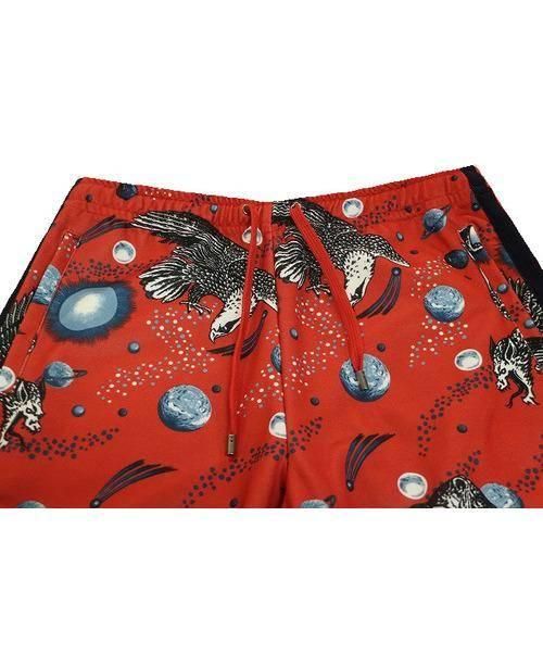 GUCCI（グッチ）GUCCI (グッチ) スウェットパンツ レッド×ネイビー サイズ:M 未使用品 Galaxy Animal Print Pantsの古着・服飾アイテム