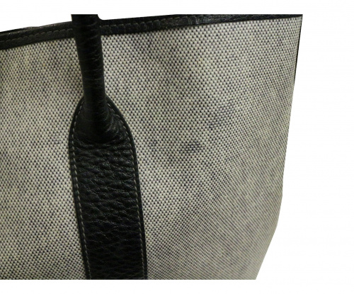 HERMES（エルメス）HERMES (エルメス) トートバッグ グレー サイズ:下記参照 ガーデンパーティPM トワルアッシュ×レザー □F　の古着・服飾アイテム