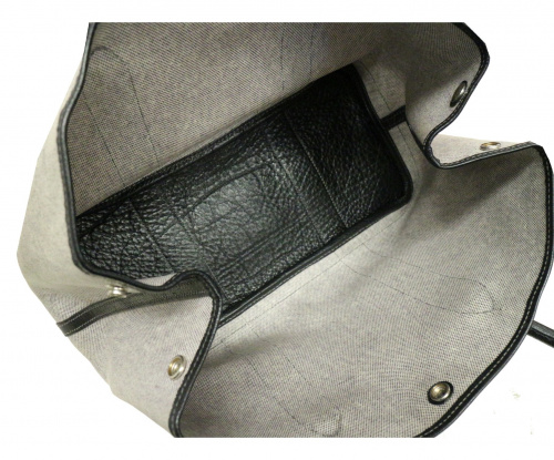 HERMES（エルメス）HERMES (エルメス) トートバッグ グレー サイズ:下記参照 ガーデンパーティPM トワルアッシュ×レザー □F　の古着・服飾アイテム