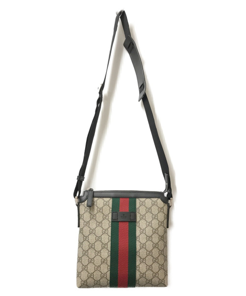 GUCCI（グッチ）GUCCI (グッチ) GGスプリームフラットメッセンジャーバッグ ベージュ GG 471454 493075の古着・服飾アイテム