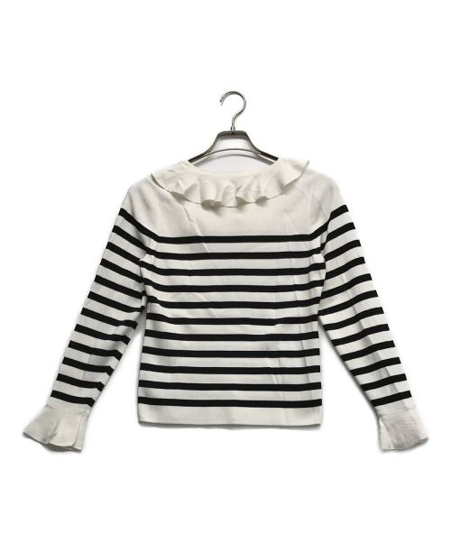 TO BE CHIC（トゥービーシック）TO BE CHIC (トゥービーシック) ボーダーフリルニット ホワイト×ブラック サイズ:42の古着・服飾アイテム