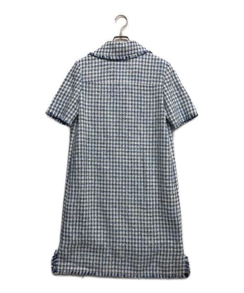 ETRO（エトロ）ETRO (エトロ) ノッチドカラーツイードミニドレス ブルー×ホワイト サイズ:38の古着・服飾アイテム