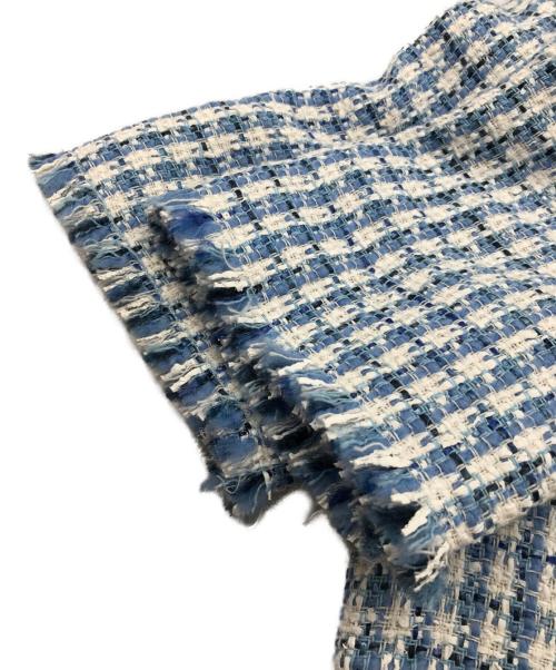 ETRO（エトロ）ETRO (エトロ) ノッチドカラーツイードミニドレス ブルー×ホワイト サイズ:38の古着・服飾アイテム