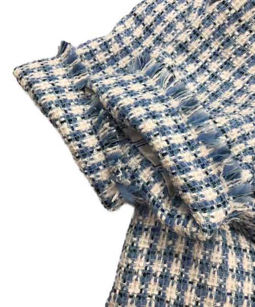 ETRO（エトロ）ETRO (エトロ) ノッチドカラーツイードミニドレス ブルー×ホワイト サイズ:38の古着・服飾アイテム