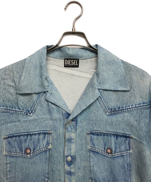 DIESEL（ディーゼル）DIESEL (ディーゼル) デニム ウォッシュ加工 ボーリング シャツ ブルー サイズ:52の古着・服飾アイテム
