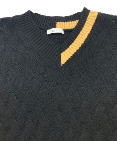 PUBLIC TOKYO（パブリックトウキョウ）PUBLIC TOKYO (パブリックトウキョウ) スタックラインニットベスト ブラック サイズ:FREEの古着・服飾アイテム