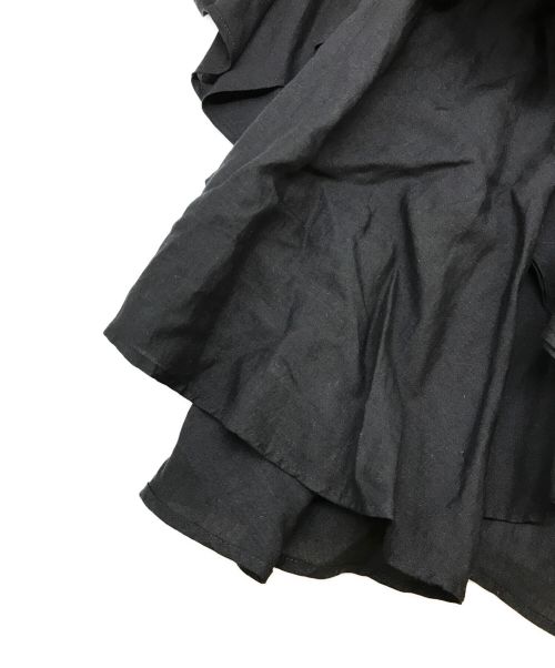 hazama（ハザマ）hazama (ハザマ) 半袖リネンワンピース ブラック サイズ:記載無の古着・服飾アイテム