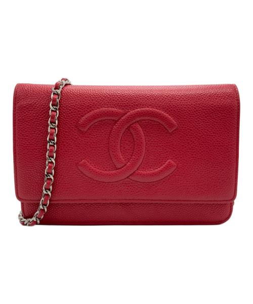 CHANEL（シャネル）CHANEL (シャネル) ココマーク チェーンウォレットショルダーバッグ レッドの古着・服飾アイテム