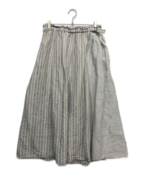 LOISIR（ロワズィール）LOISIR (ロワズィール) ラップディテールパッチワークスカート グレー サイズ:Fの古着・服飾アイテム